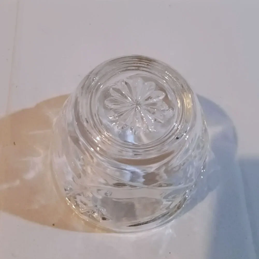 Vtg Anchor Hocking Prescut Glass Star of David Lidded Sugar Bowl-Clear-EAPC-MCM